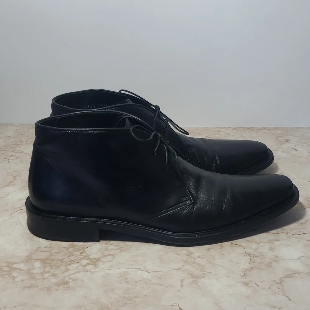 Hugo Boss Black Leather Men's Boots Shoes Size 10